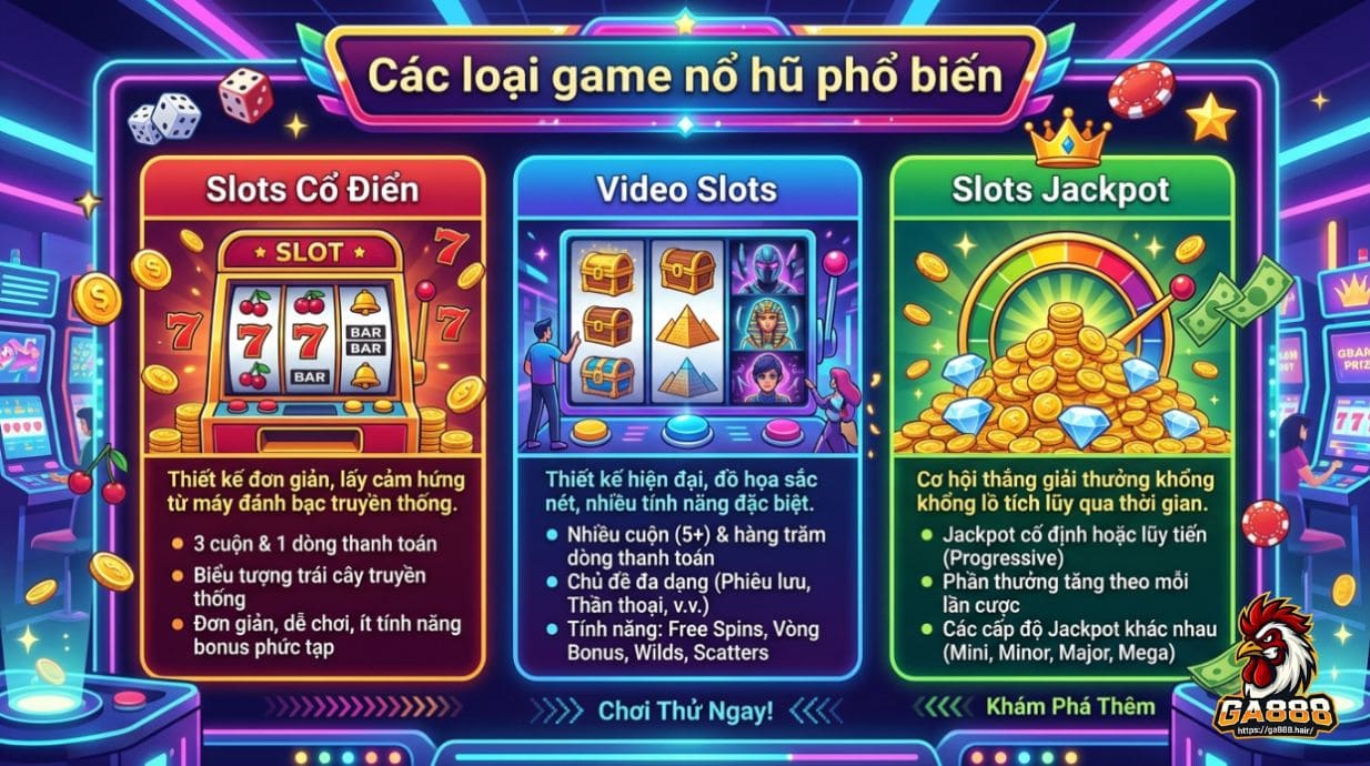 Các loại game nổ hũ phổ biến