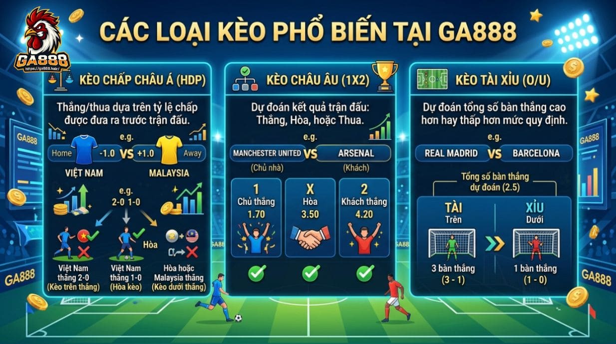 Các loại kèo phổ biến tại GA888