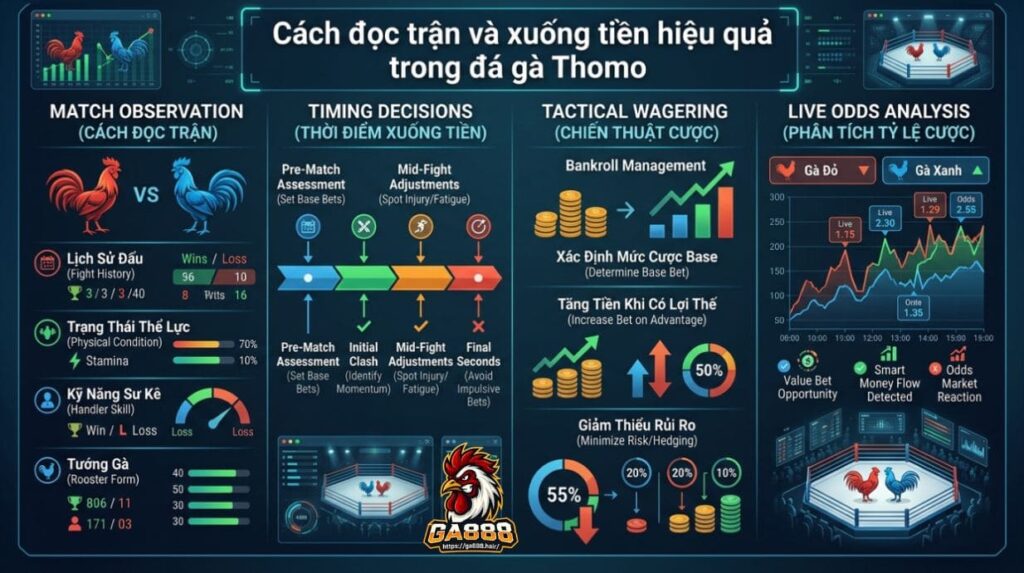 Cách đọc trận và xuống tiền hiệu quả trong đá gà Thomo 