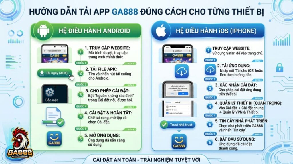 Hướng dẫn tải app GA888 đúng cách cho từng thiết bị