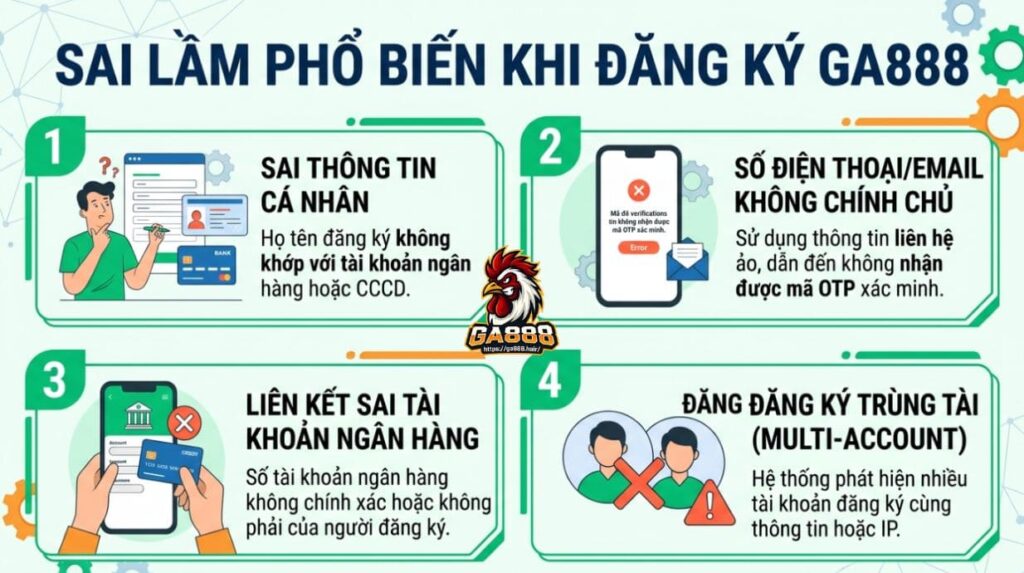 Sai lầm phổ biến khi đăng ký GA888