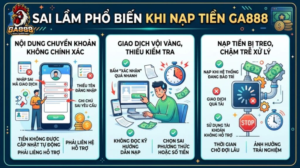 Sai lầm phổ biến khi nạp tiền GA888
