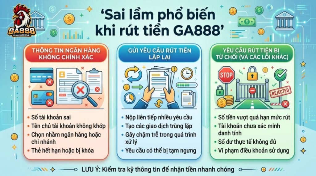 Sai lầm phổ biến khi rút tiền GA888