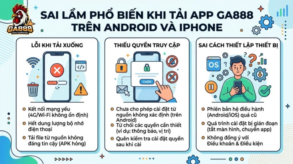 Sai lầm phổ biến khi tải app GA888 trên Android và iPhone