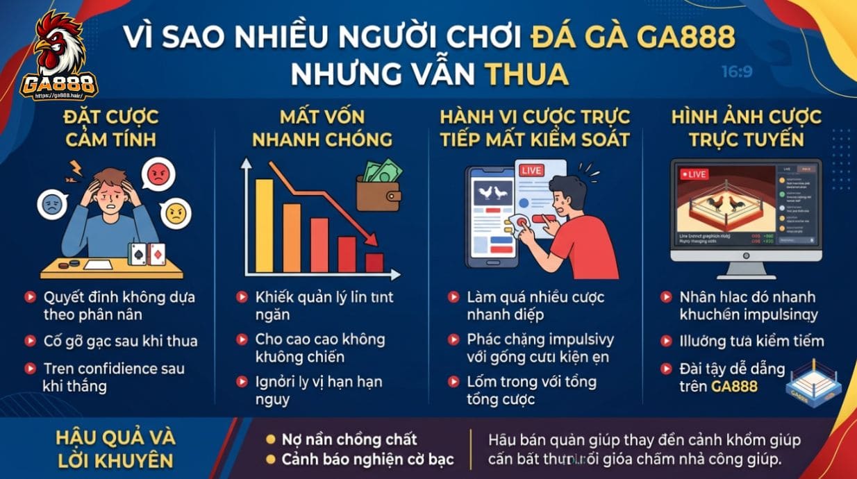 Vì sao nhiều người chơi đá gà GA888 nhưng vẫn thua