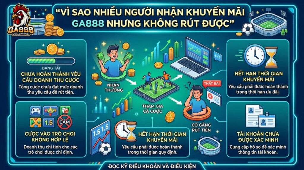 Vì sao nhiều người nhận khuyến mãi GA888 nhưng không rút được