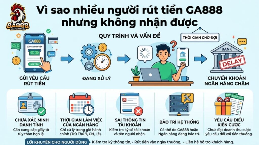 Vì sao nhiều người rút tiền GA888 nhưng không nhận được