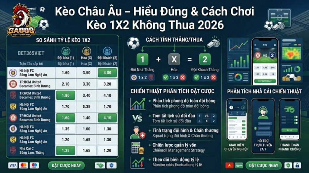 Kèo Châu Âu – Hiểu Đúng & Cách Chơi Kèo 1X2 Không Thua 2026